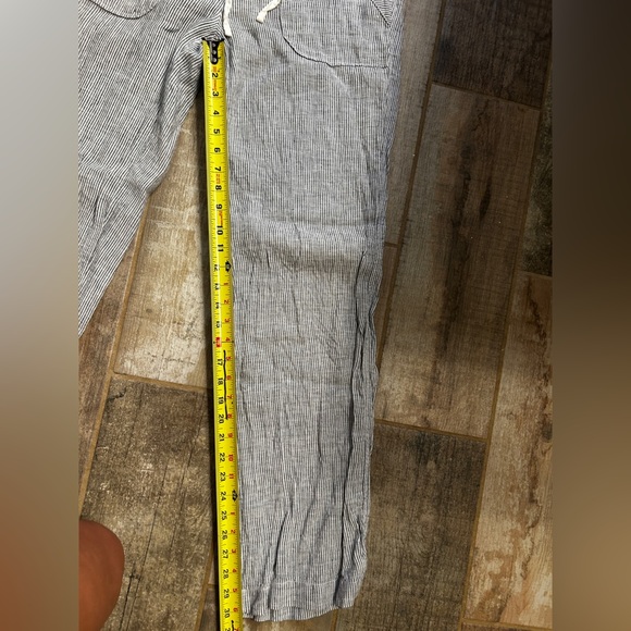 Athleta Pants Wide Leg Linen Bali Trouser Drawstring Stripe 100% Linen - Picture 10 of 10